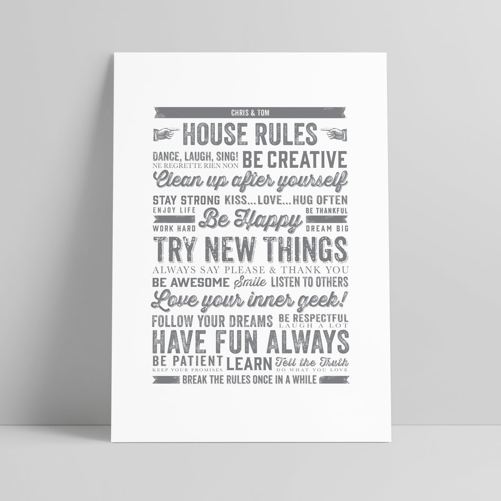 Personalised Family House Rules Print - Ditsy Chic
