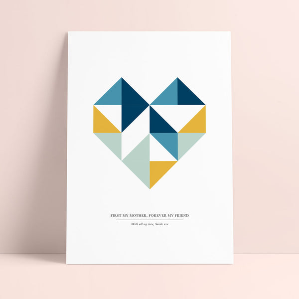 Personalised Mother's Day Geometric Heart Print - Ditsy Chic