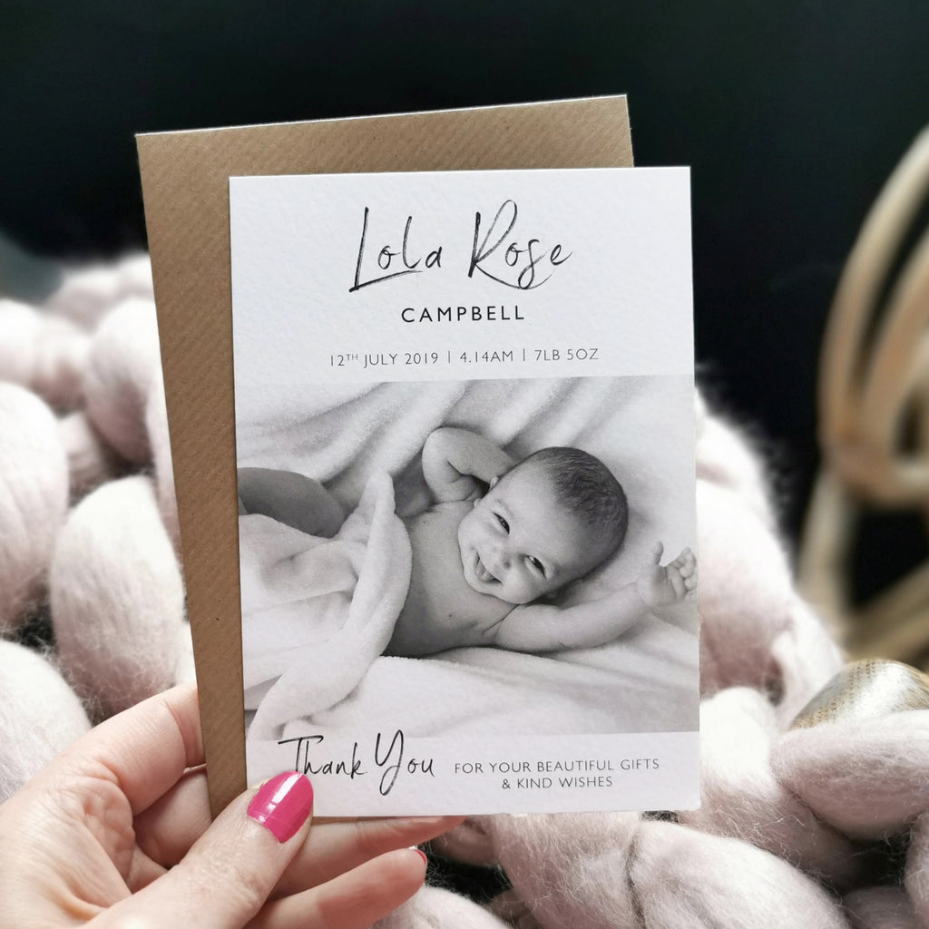 Personalised New Baby Photo Thank You Card - Ditsy Chic