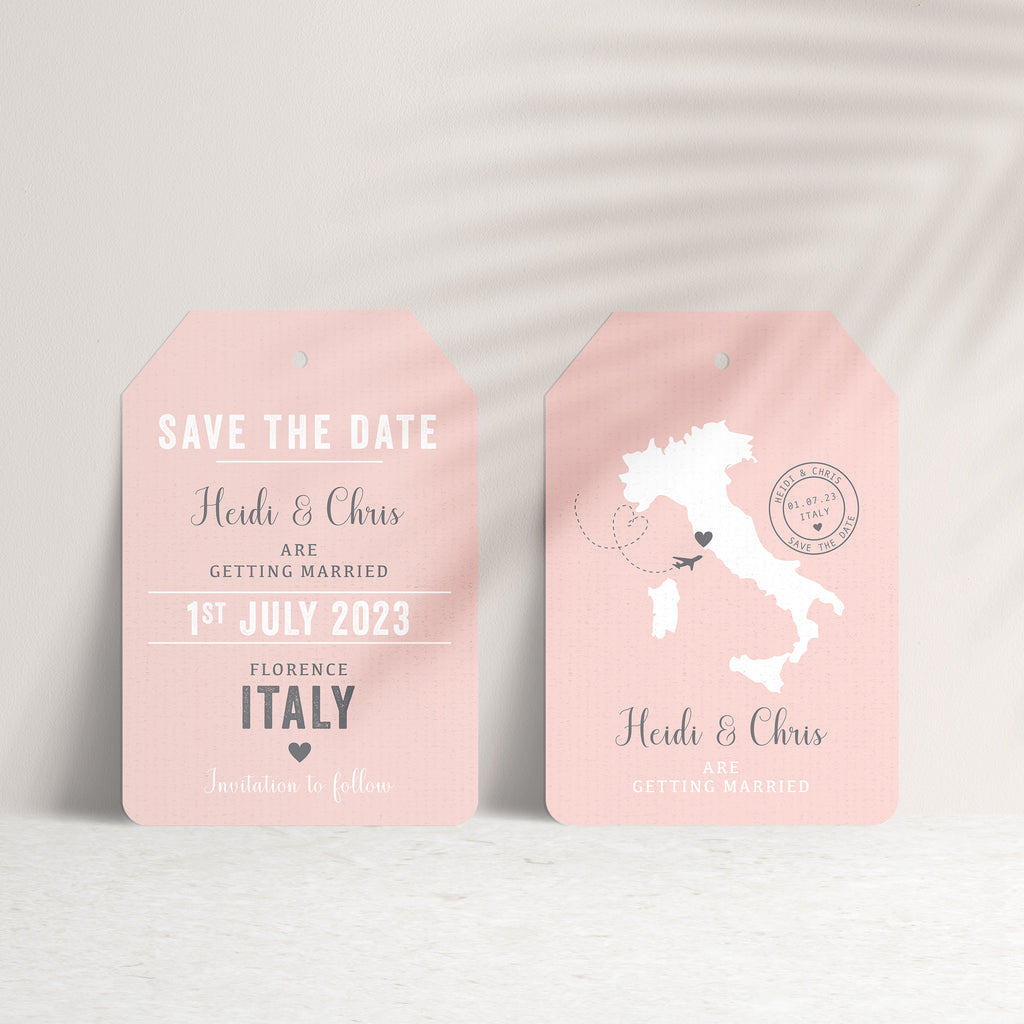 Location Wedding Abroad Save The Date Luggage Tag - Ditsy Chic