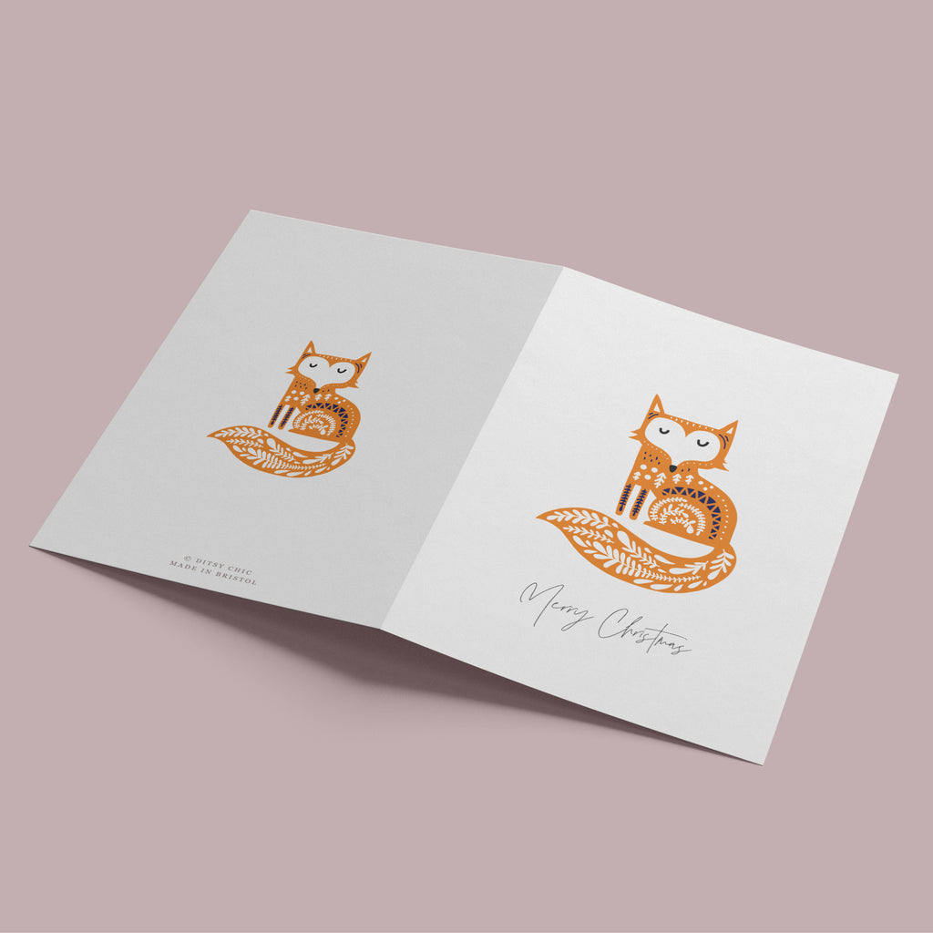 Decorative Folk Fox Christmas Card Pack - Ditsy Chic