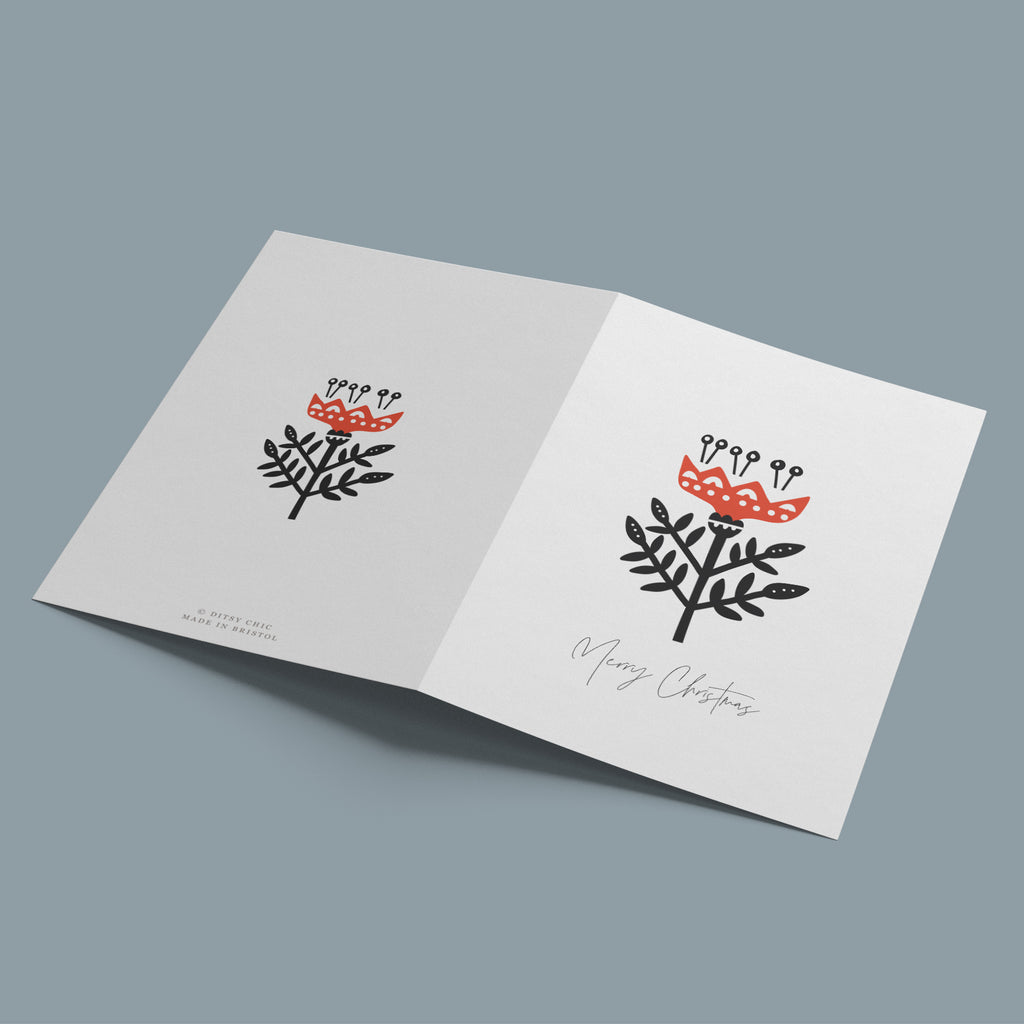Decorative Folk Thistle Christmas Card Pack - Ditsy Chic