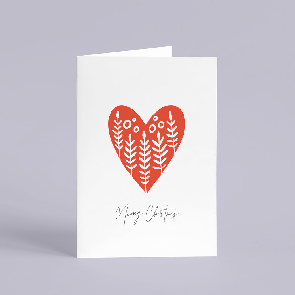 Decorative Folk Heart Christmas Card Pack - Ditsy Chic