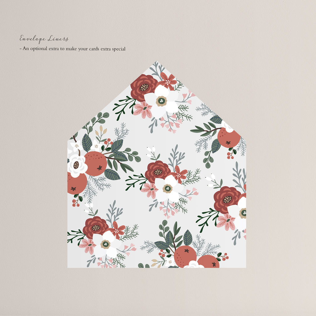 Personalised Floral Wreath Christmas Card Pack - Ditsy Chic