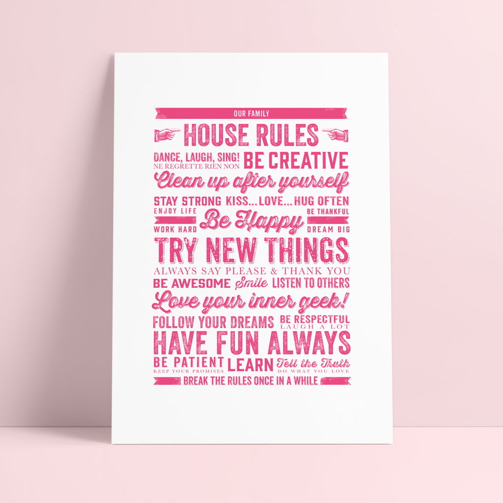 Personalised Family House Rules Print - Ditsy Chic