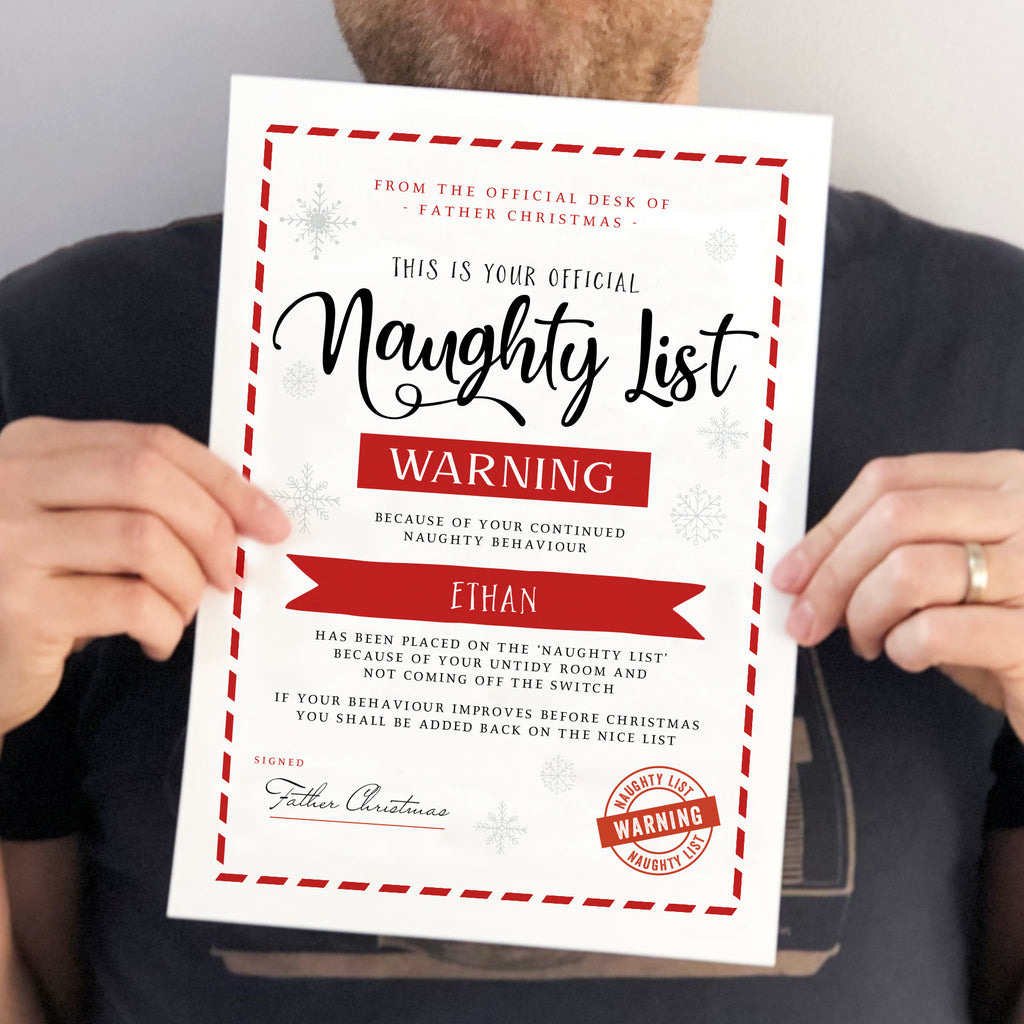 Personalised Santa's Naughty List Christmas Certificate - Ditsy Chic