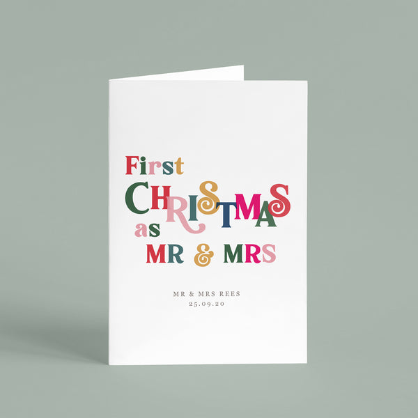 Personalised 'First Year As Mr And Mrs' Christmas Card - Ditsy Chic