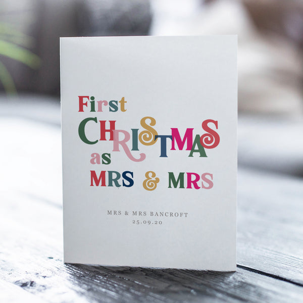 Personalised 'First Year As Mrs And Mrs' Christmas Card - Ditsy Chic