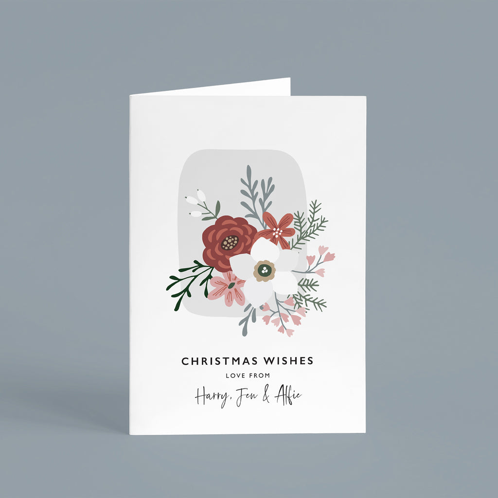 Personalised Floral Wreath Christmas Card Pack - Ditsy Chic