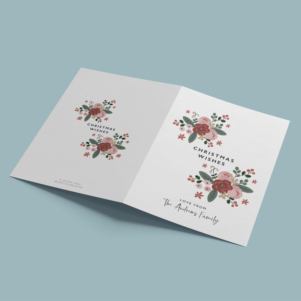 Personalised Christmas Bouquet Family Card Pack - Ditsy Chic