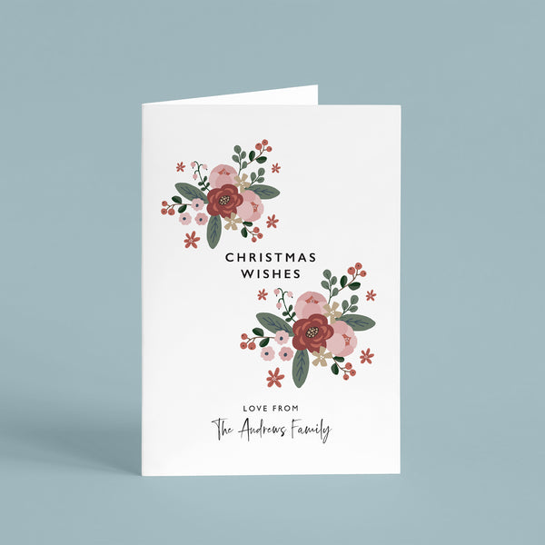 Personalised Christmas Bouquet Family Card Pack - Ditsy Chic