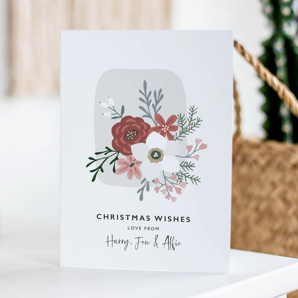 Personalised Floral Wreath Christmas Card Pack - Ditsy Chic