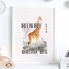 Personalised Giraffe Name And Date Nursery Print - Ditsy Chic