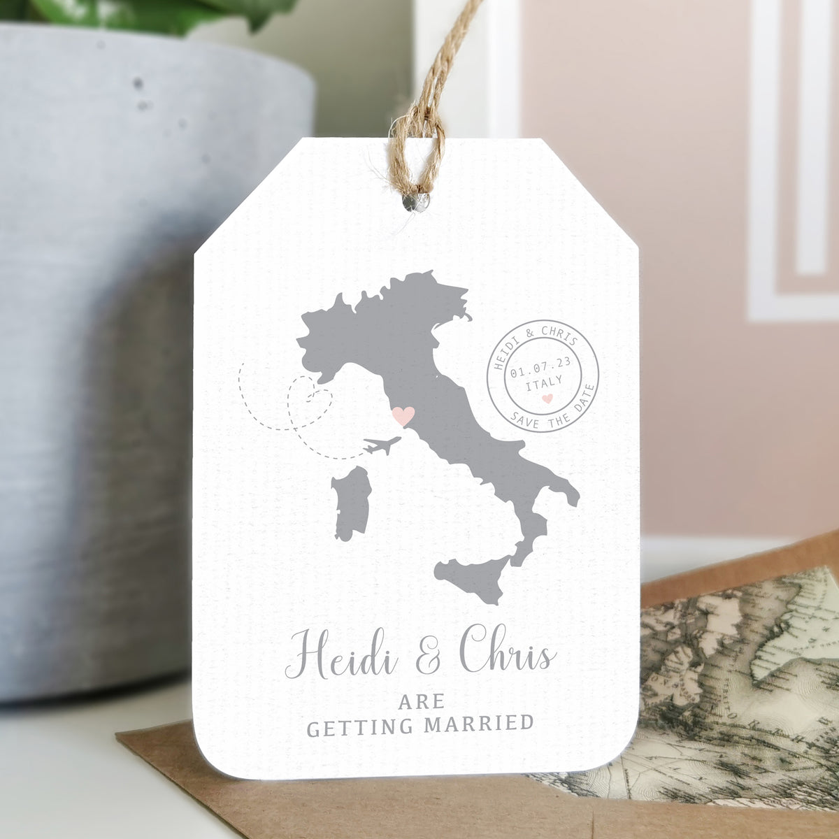 Location Wedding Abroad Save The Date Luggage Tag – Ditsy Chic