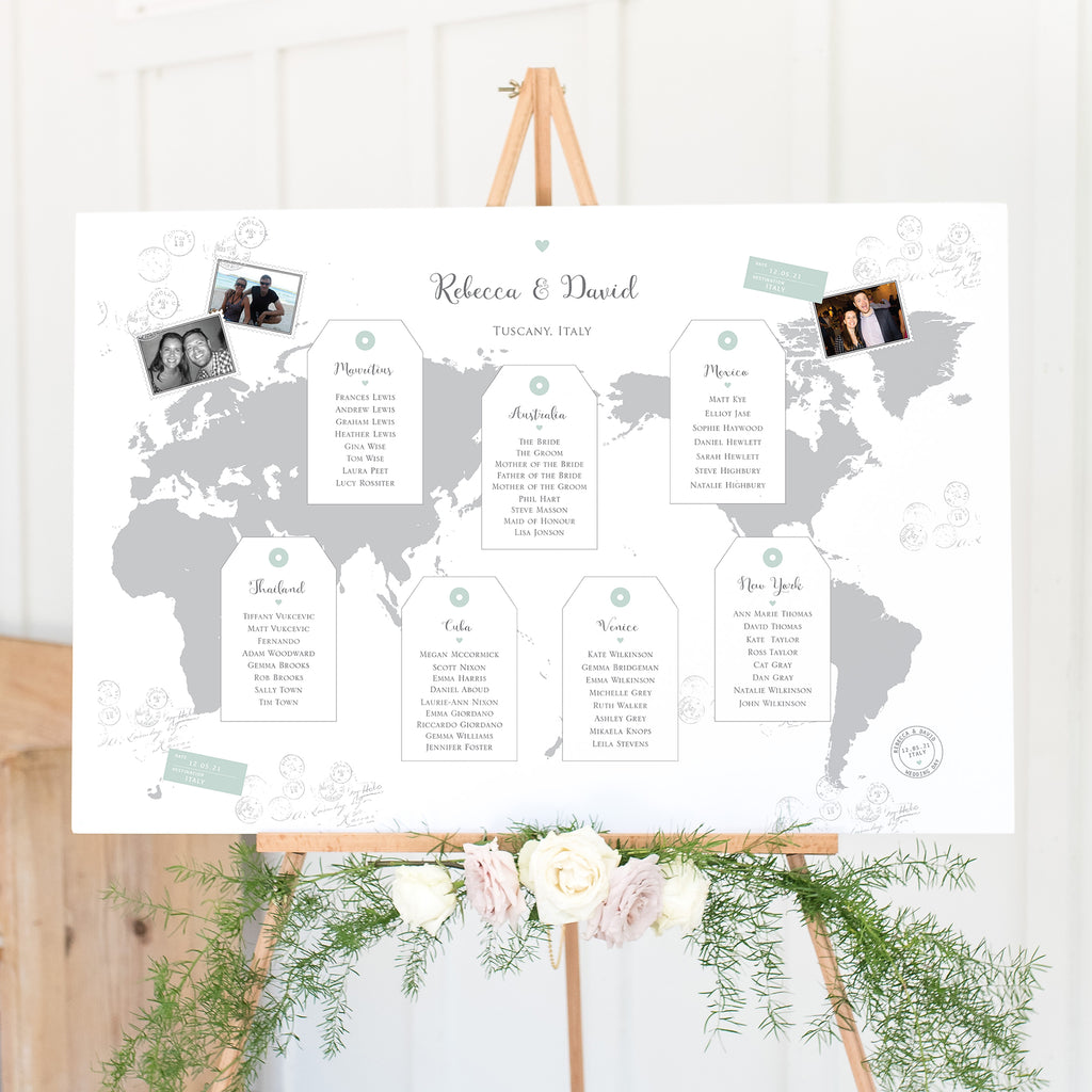 World Map Wedding Table Plan - Ditsy Chic