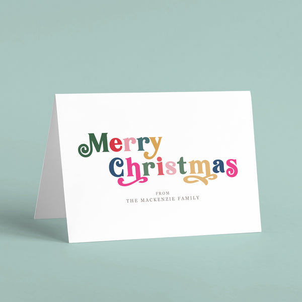 Personalised 'Merry Christmas' Family Name Card Pack - Ditsy Chic