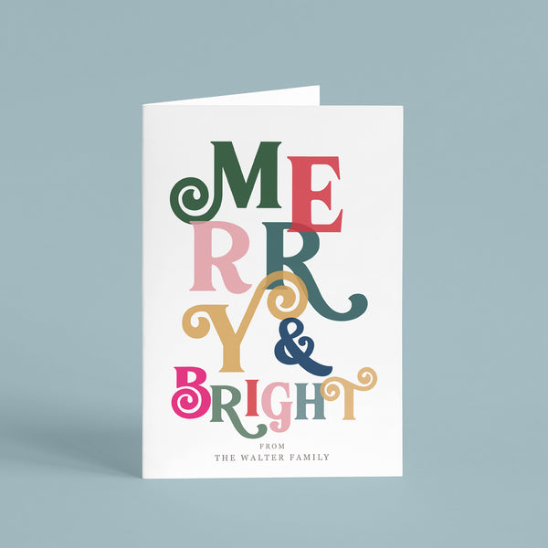 Personalised 'Merry And Bright' Christmas Card Pack - Ditsy Chic