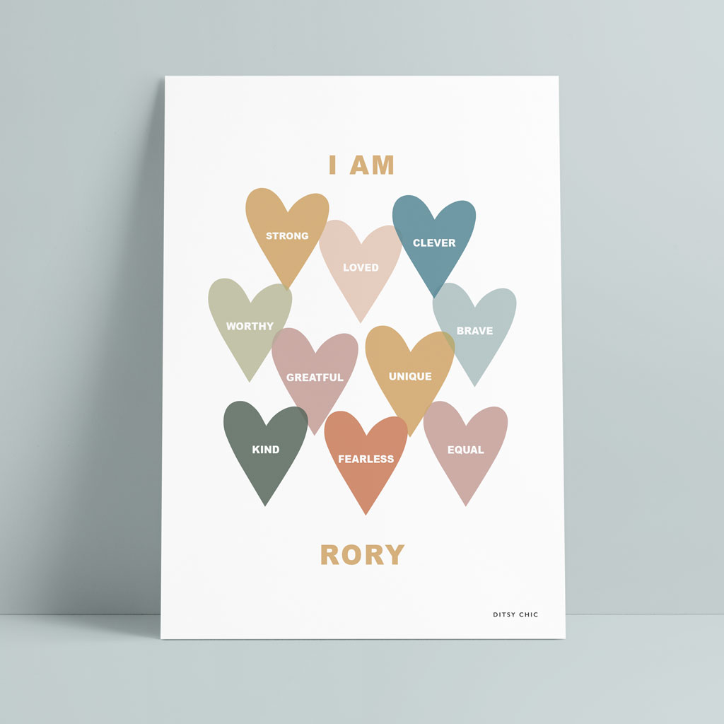 Personalised 'I Am' Strong Children's Affirmation Print - Ditsy Chic