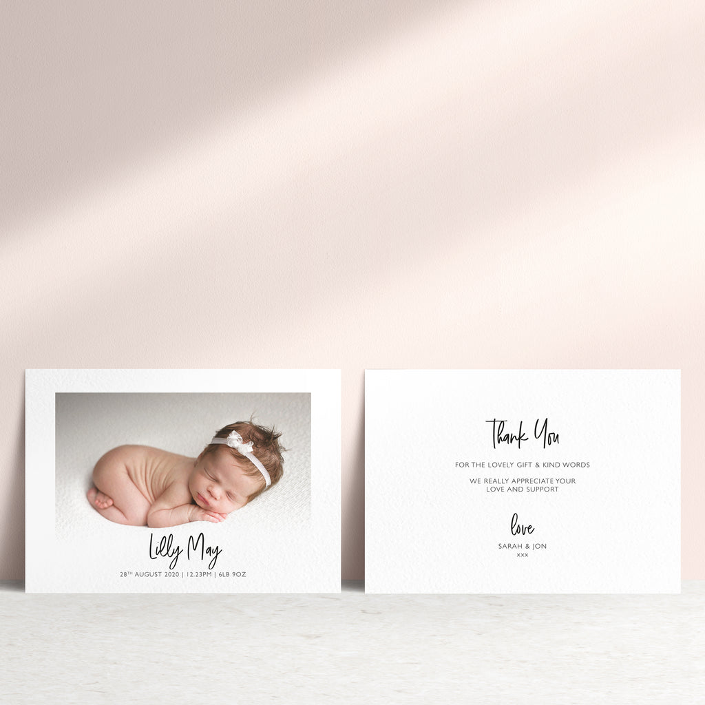 Personalised Landscape Baby Photo Announcement Card - Ditsy Chic