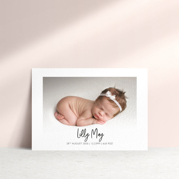 Personalised Landscape Baby Photo Announcement Card - Ditsy Chic
