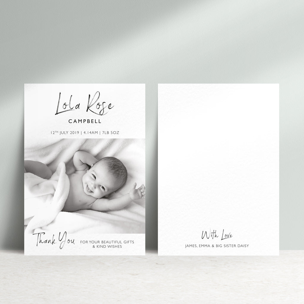 Personalised New Baby Photo Thank You Card - Ditsy Chic
