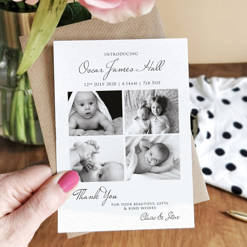 Personalised Multi Baby Photo Thank You Card - Ditsy Chic