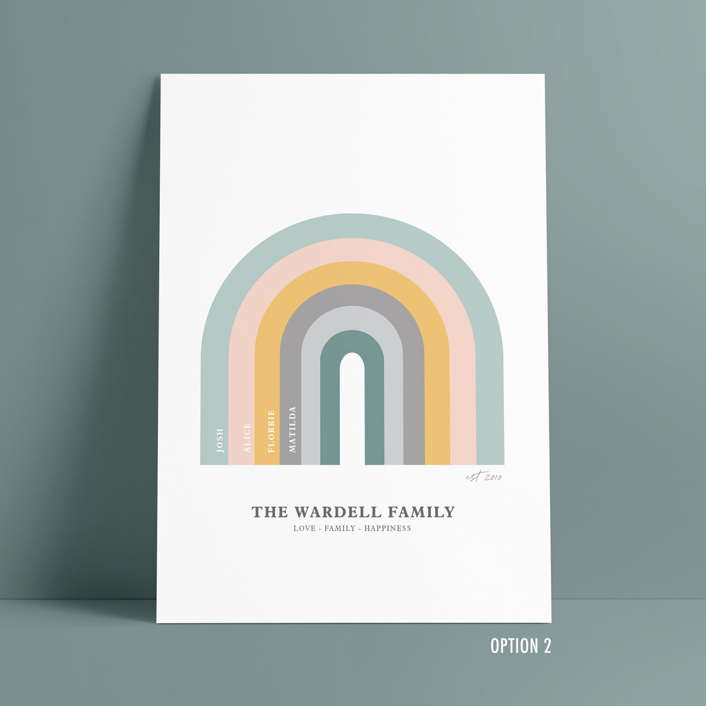 Personalised Rainbow Family Tree Print - Ditsy Chic