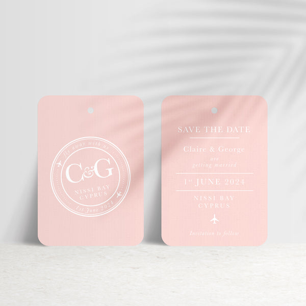 'Fly away with us' Destination Travel Save The Date Wedding Tag - Ditsy Chic