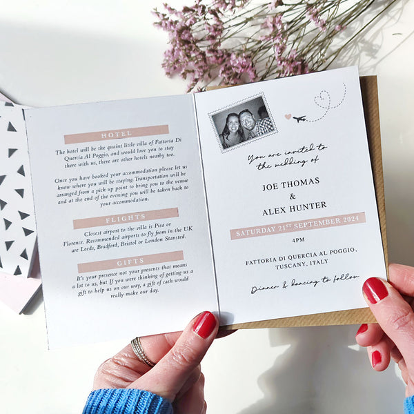 Personalised Wedding Destination Travel Guide Invitation - Ditsy Chic