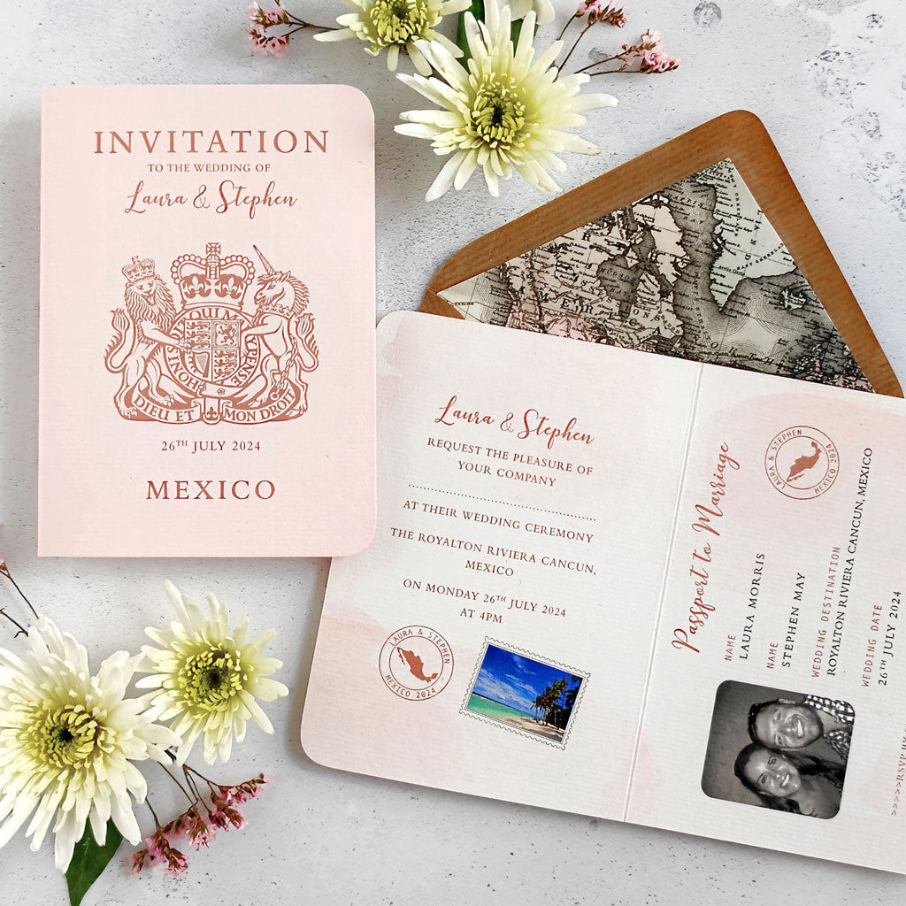 Wedding Passport Destination Invitation - Ditsy Chic