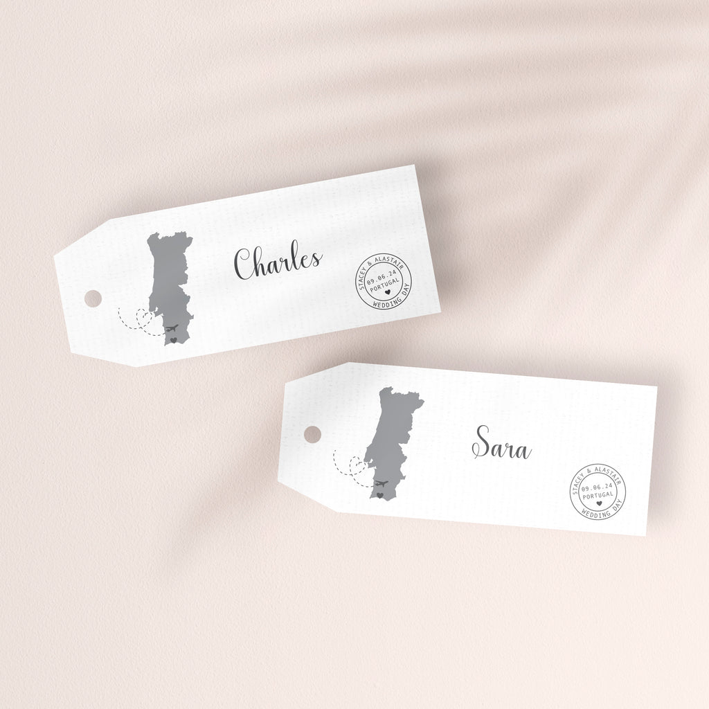 Map Wedding Travel Tag Place Card - Ditsy Chic