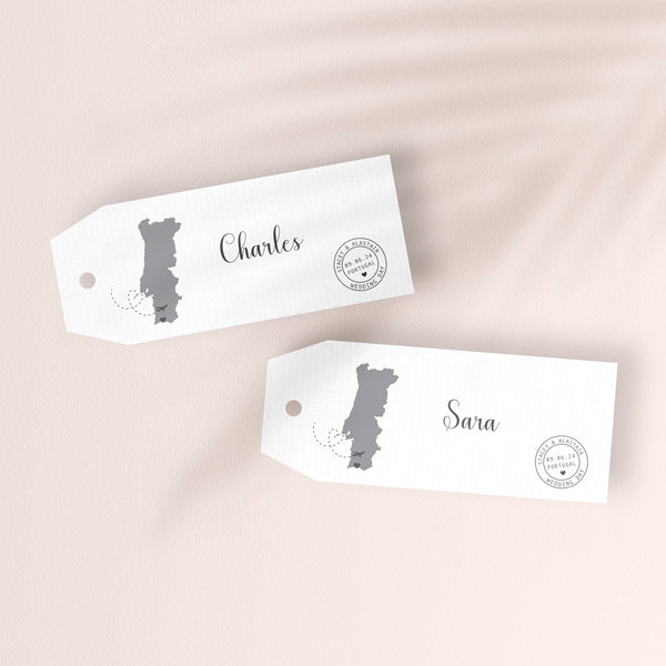 Map Wedding Travel Tag Place Card - Ditsy Chic