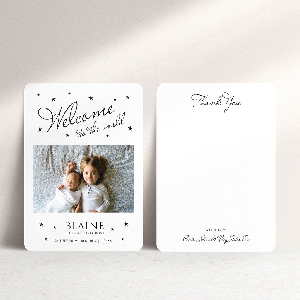 Welcome To The World Personalised Baby Thank You Card - Ditsy Chic